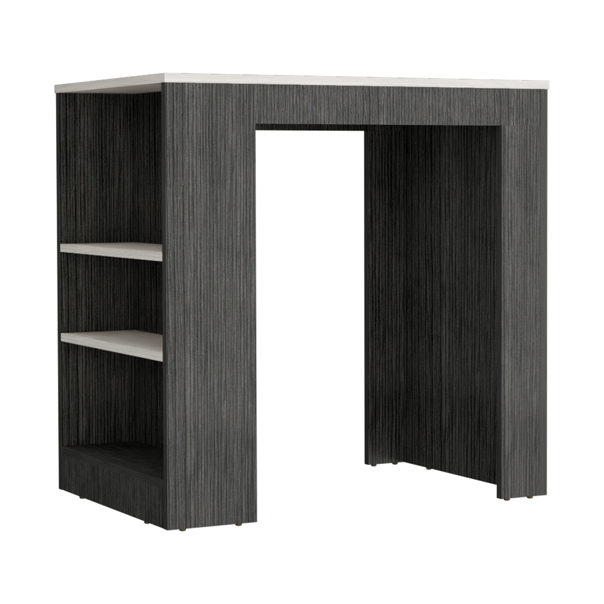 Isla de Cocina Portree Roble Gris 92x91.3cm con Dos Entrepaños - Barras y Muebles Auxiliares | Bylmo