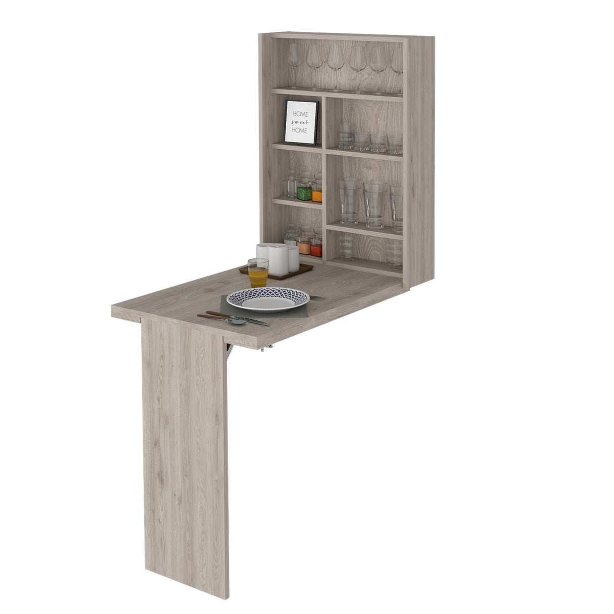Barra de Cocina Empotrable Vatta Ceniza 60x80cm Plegable con Entrepaños - Barras y Muebles Auxiliares | Bylmo
