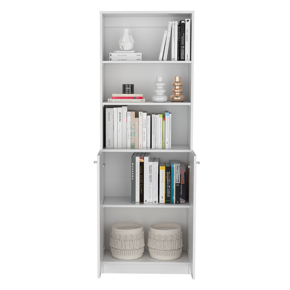 Estantería Lib Home Blanco 62.8x180.6cm con Puertas y Cuatro Entrepaños - BIBLIOTECAS Y ESTANTERIAS | Bylmo