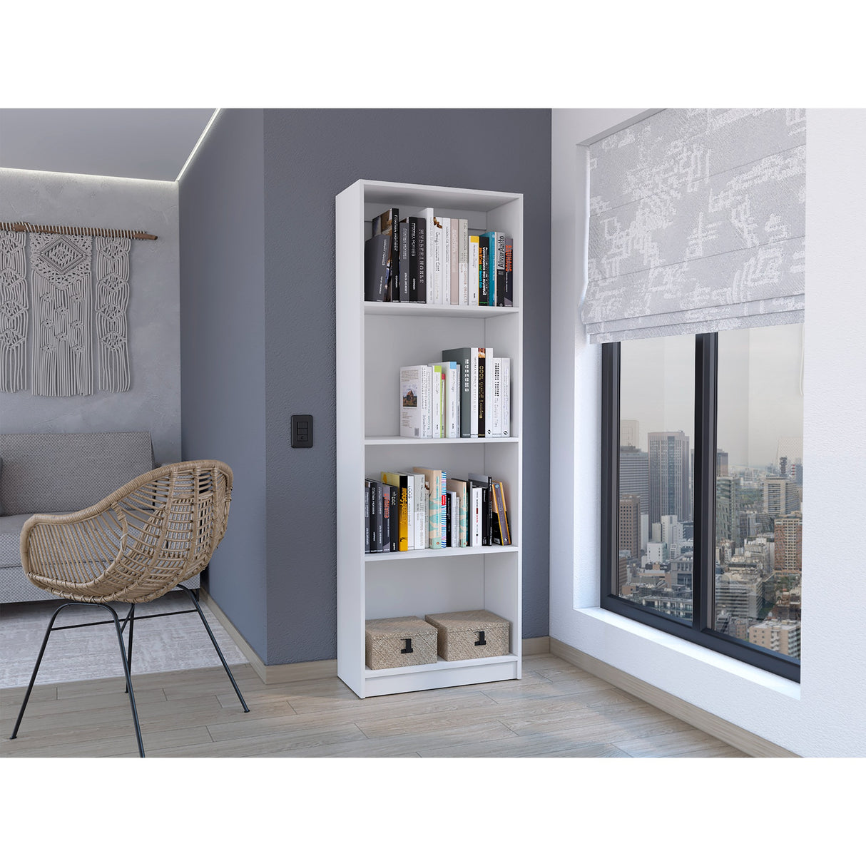 Estantería Lib Home Blanco 62.8x180.6cm con Tres Entrepaños - Bibliotecas y Estanterías | Bylmo