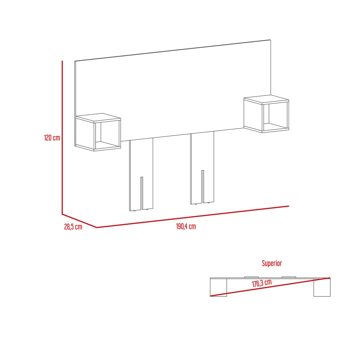 Cabecero Pinot Macadamia MDP 190.4x120cm Ajustable con Dos Mesas de Noche Minimalistas - Cabeceros | Bylmo
