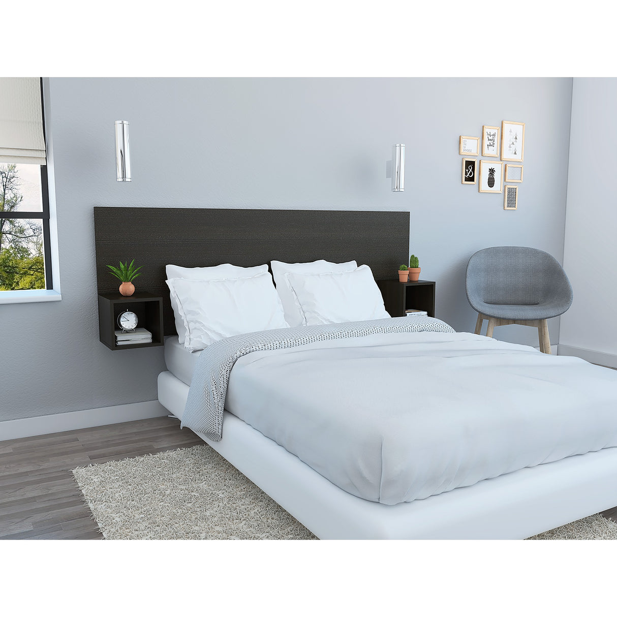 Cabecero Pinot Wengue MDP 190.4x120cm Ajustable con Dos Mesas de Noche Minimalistas - Cabeceros | Bylmo