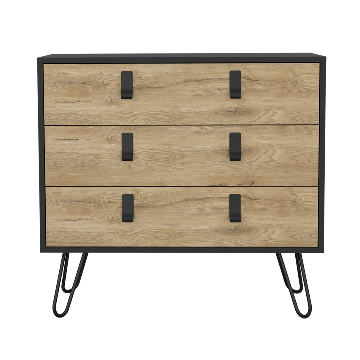 Cajonera Huna Macadamia con Negro 80.2x75.2cm con Tres Cajones - Cajoneras y Comodas | Bylmo
