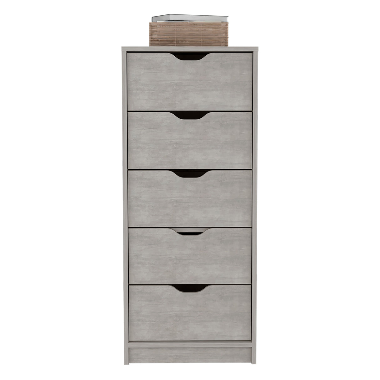 Cómoda Basilea Cemento 45x107.8cm con Cinco Cajones - Cajoneras y Comodas | Bylmo