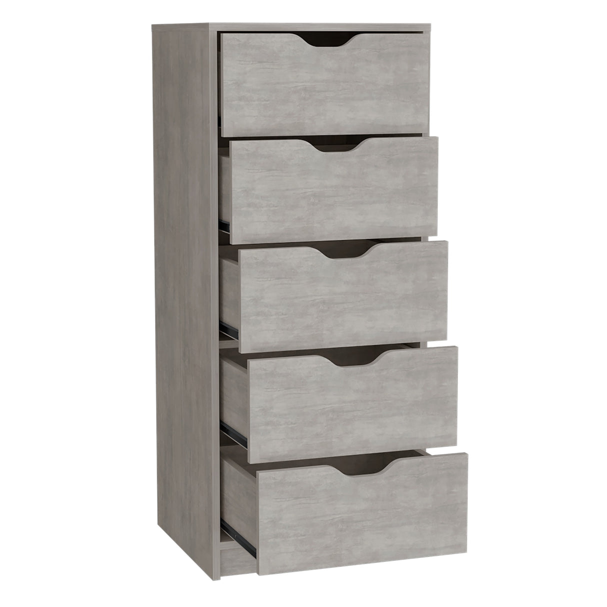 Cómoda Basilea Cemento 45x107.8cm con Cinco Cajones - Cajoneras y Comodas | Bylmo