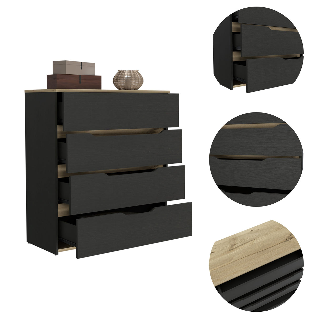 Cómoda Zoe Wengue 80x89cm con Tres Cajones - CAJONERAS Y COMODAS | Bylmo
