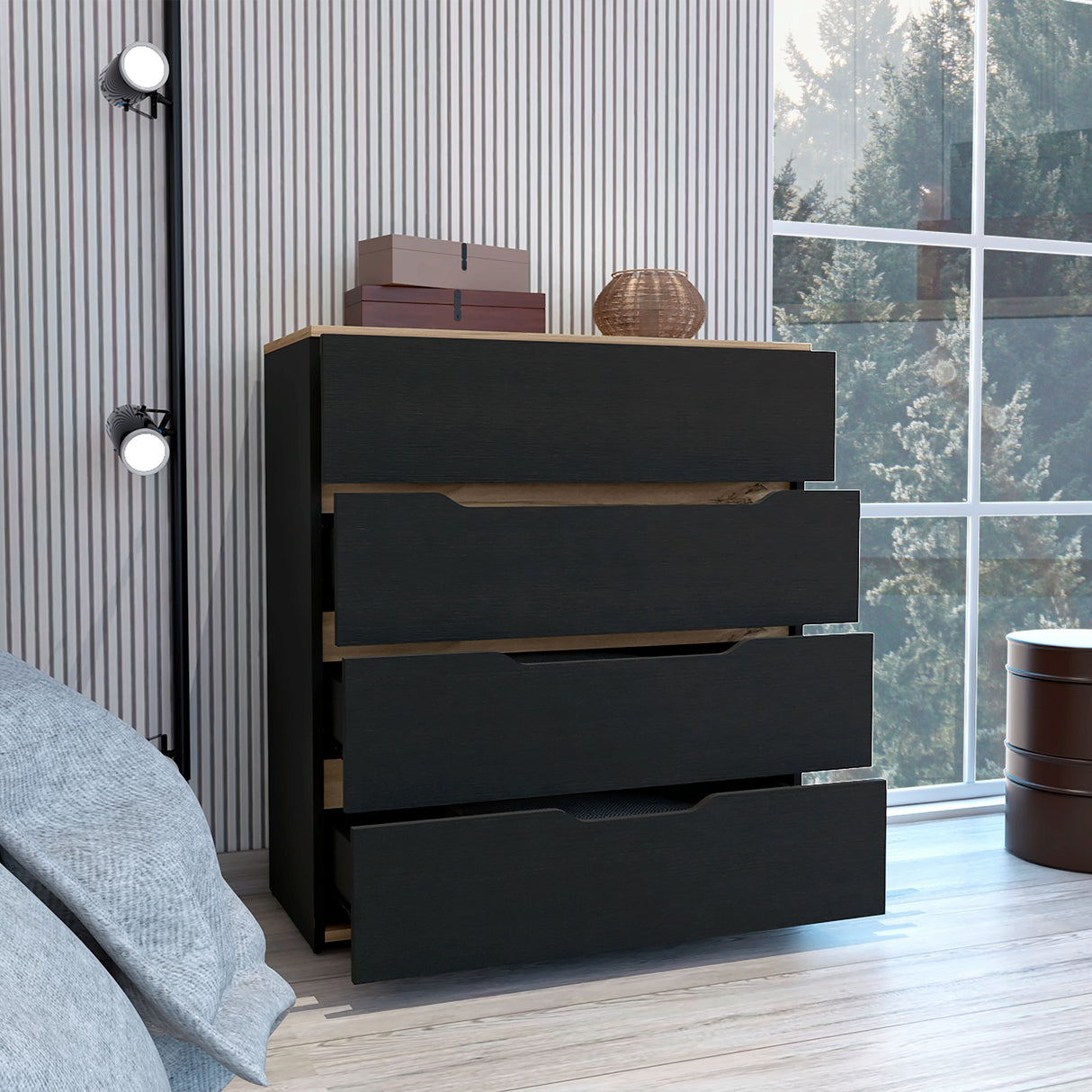 Cómoda Zoe Wengue 80x89cm con Tres Cajones - CAJONERAS Y COMODAS | Bylmo