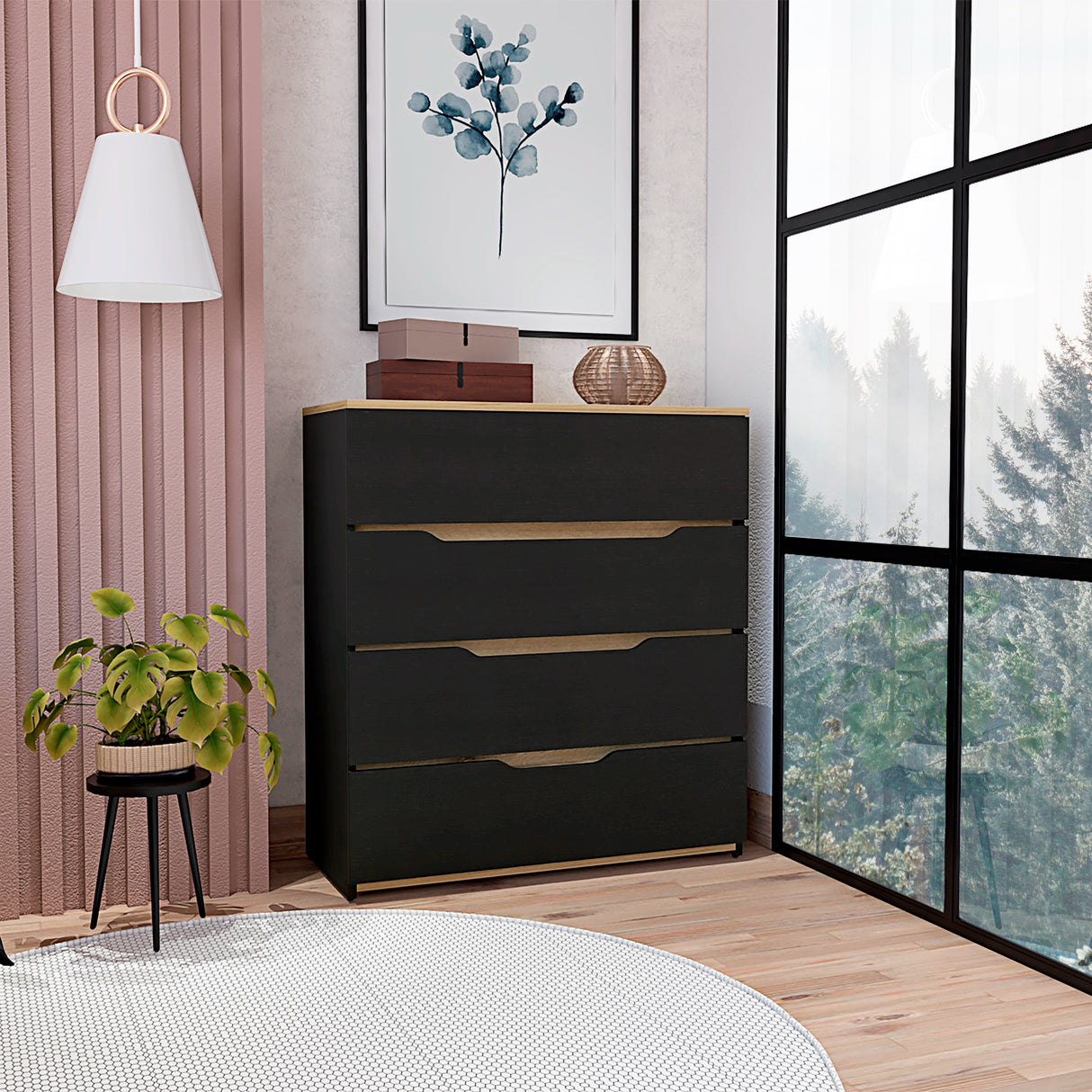Cómoda Zoe Wengue 80x89cm con Tres Cajones - CAJONERAS Y COMODAS | Bylmo