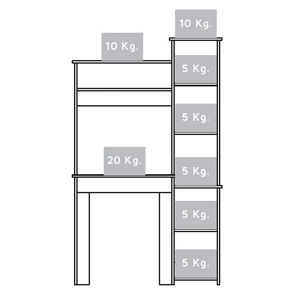 Centro de Computo Heinrich Duna con Blanco 98.5x163.1cm con Organizador de Libros - Escritorios | Bylmo