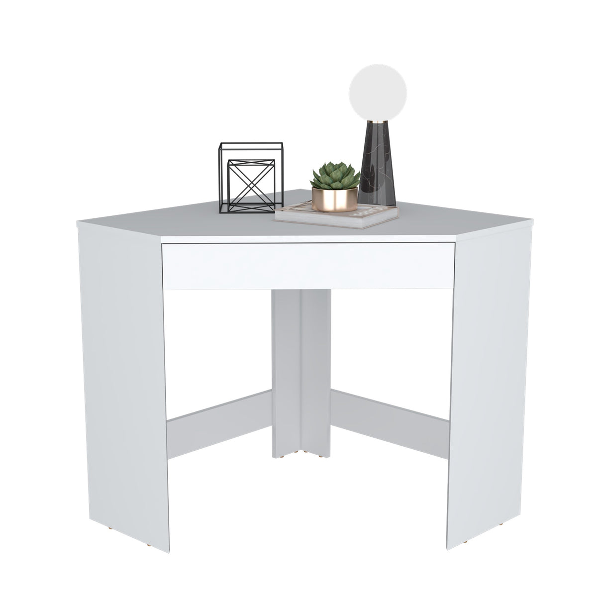 Escritorio Esquinero Amity Blanco 76x74cm con Un Cajón - Escritorios | Bylmo