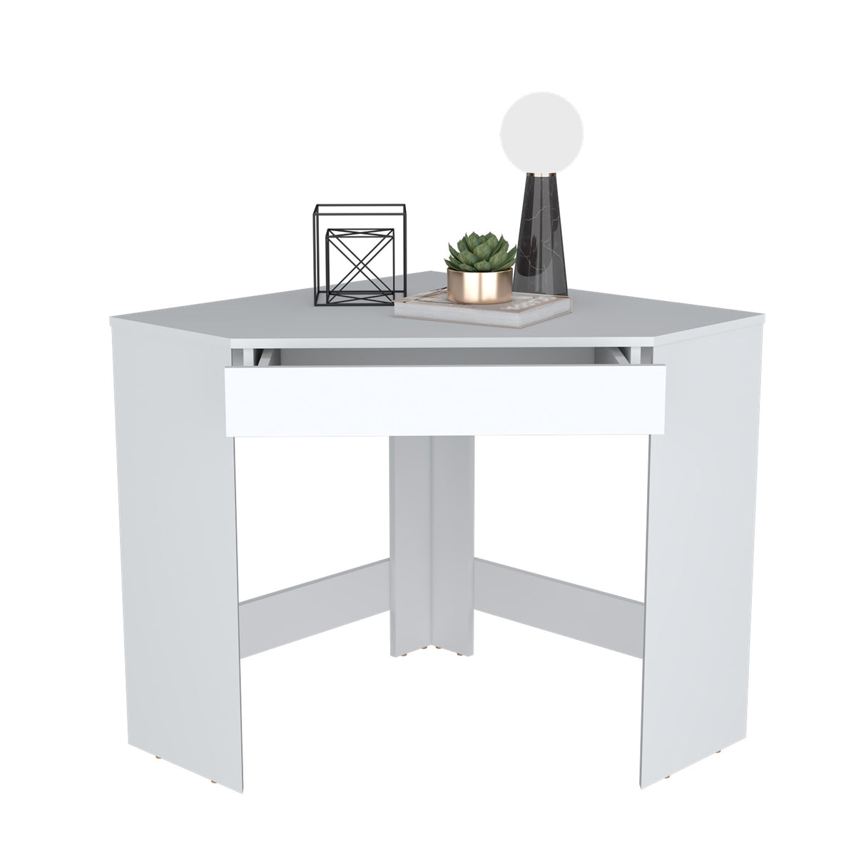 Escritorio Esquinero Amity Blanco 76x74cm con Un Cajón - Escritorios | Bylmo