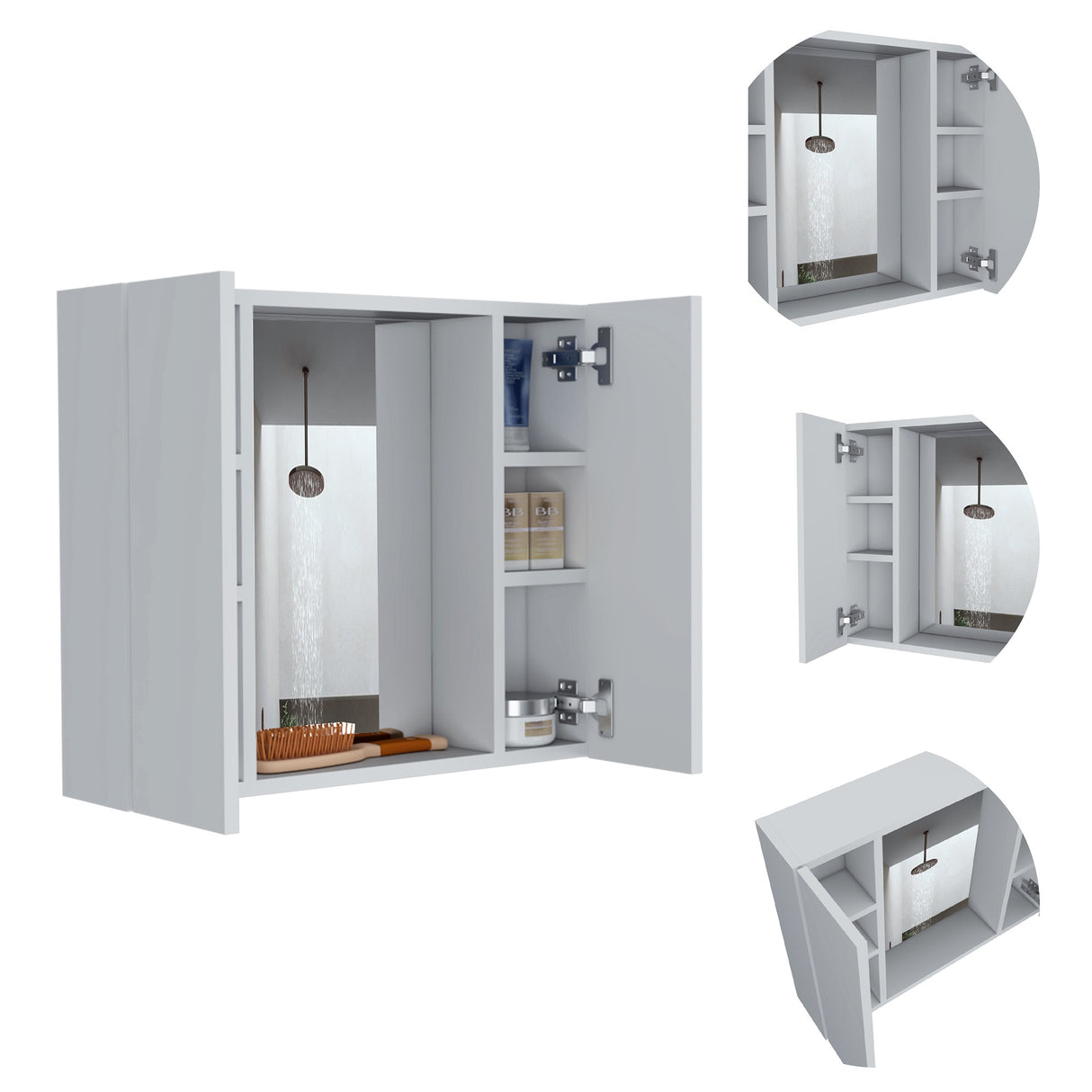 Gabinete Baño Artemisa Blanco 60x49.9cm con Cuatro Entrepaños - Gabinetes de Baño | Bylmo