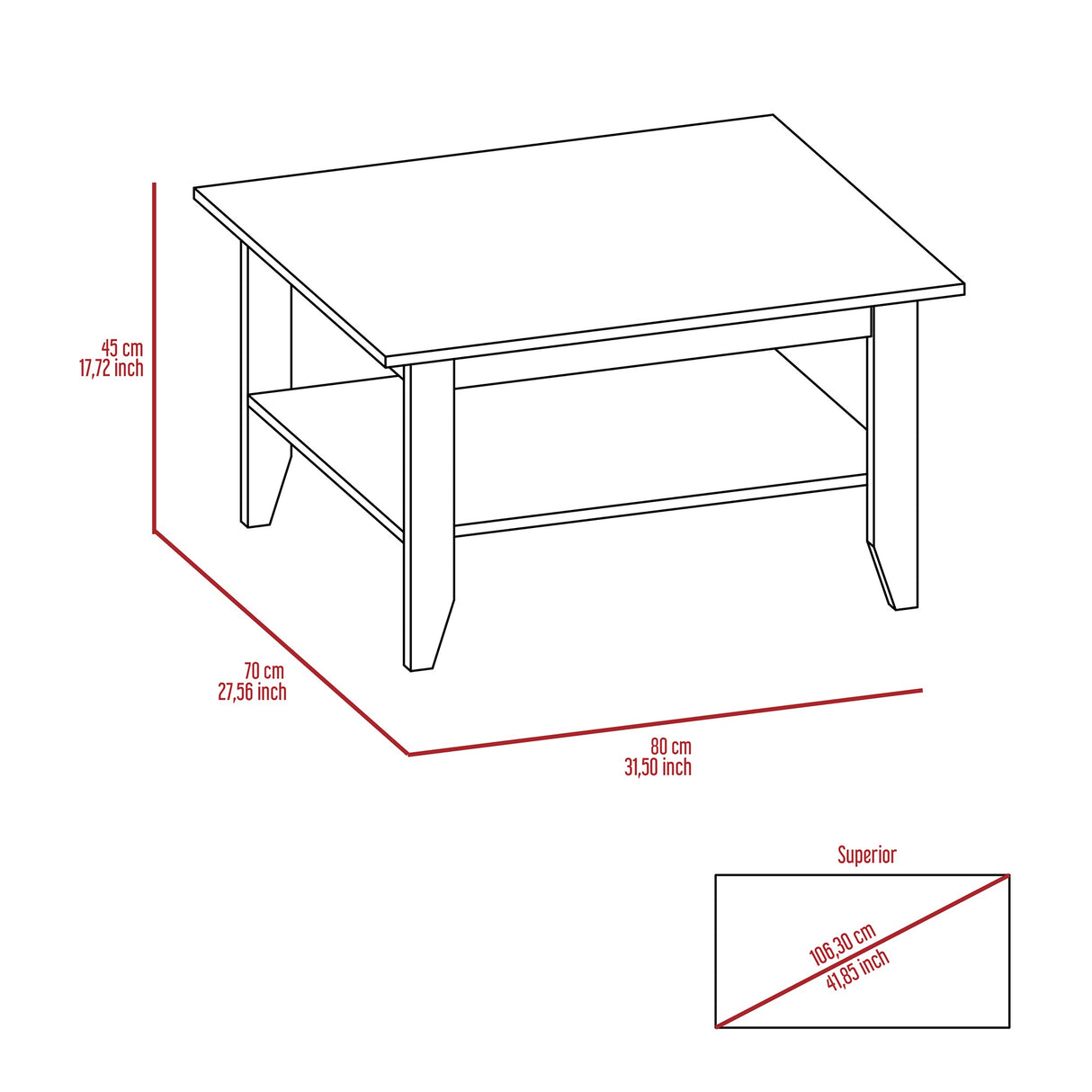 Mesa de Centro Essential Wengue 80x45cm con Patas - Mesas de Centro | Bylmo