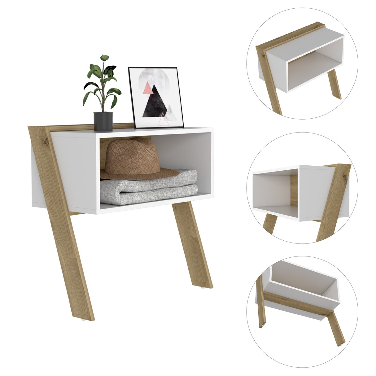 Mesa de Noche Aira Duna 63x30.6cm con Un Compartimiento - Mesas de Noche | Bylmo