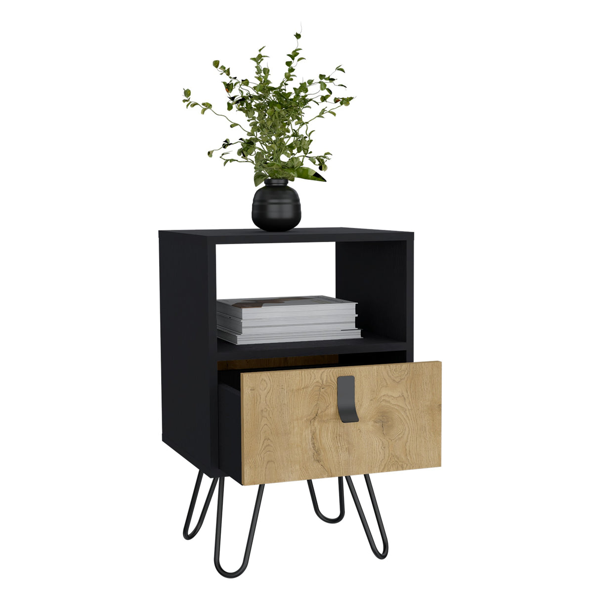 Mesa de Noche Huna Wengue 40x63cm con Un Cajón - Mesas de Noche | Bylmo