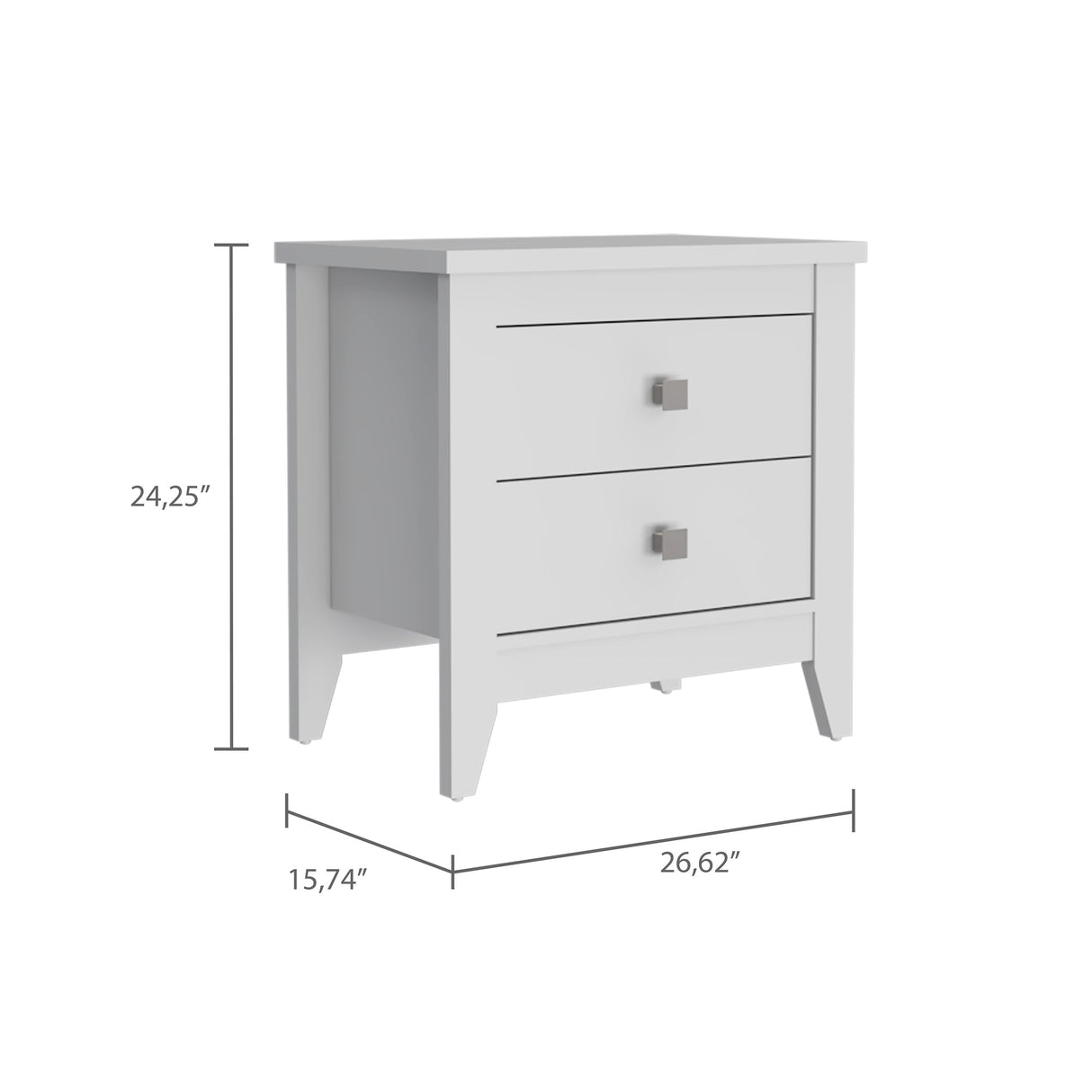 Mesa de Noche Amara Blanca 60x61.6 cm con Dos Cajones - Mesas de Noche | Bylmo