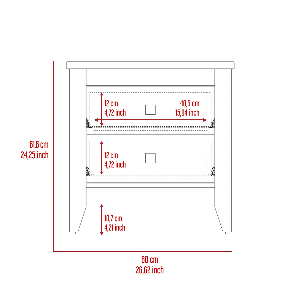 Mesa de Noche Amara Blanca 60x61.6 cm con Dos Cajones - Mesas de Noche | Bylmo
