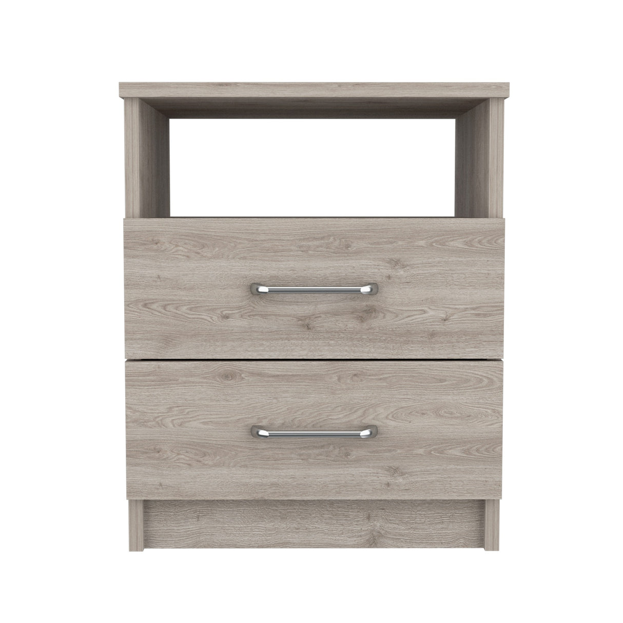 Mesa de Noche Nápoles Ceniza 40.7x50.6cm con Dos Cajones - Mesas de Noche | Bylmo