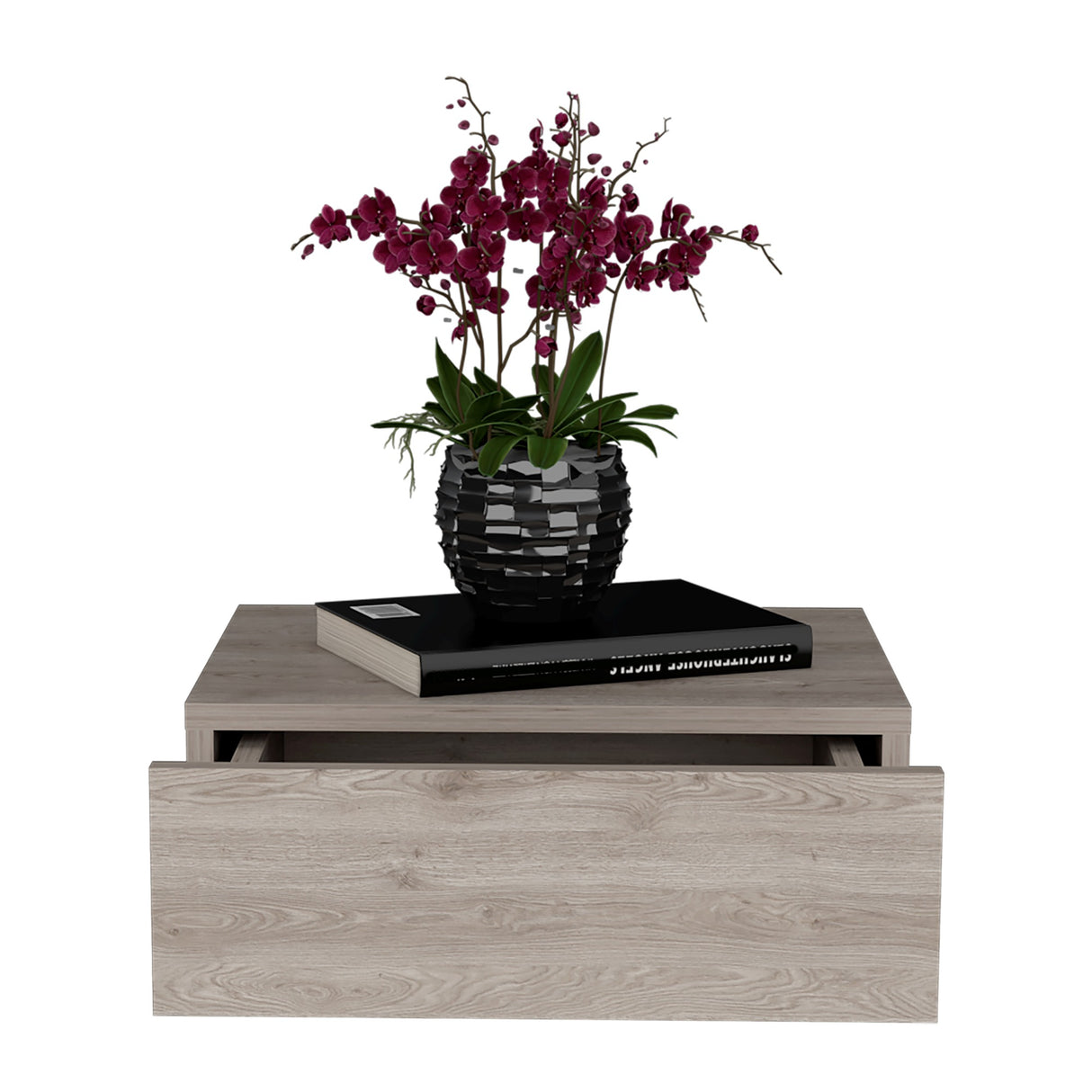 Mesa de Noche Milano Ceniza 40x13cm Flotante con Un Cajón - Mesas de Noche | Bylmo