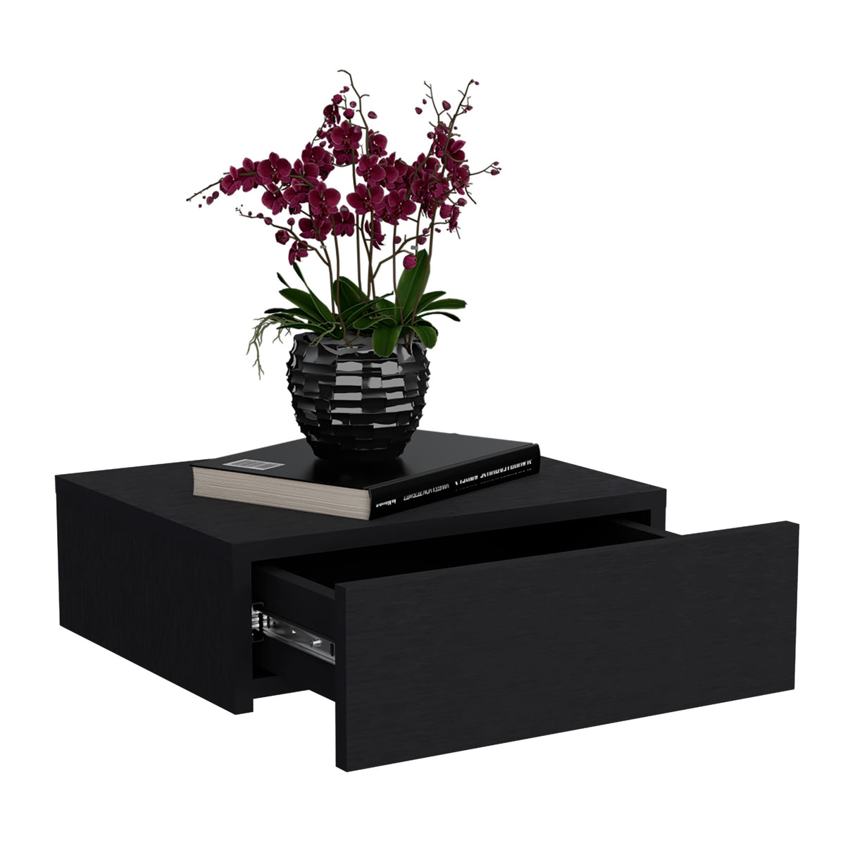 Mesa de Noche Milano Wengue 40x13cm Flotante con Un Cajón - Mesas de Noche | Bylmo