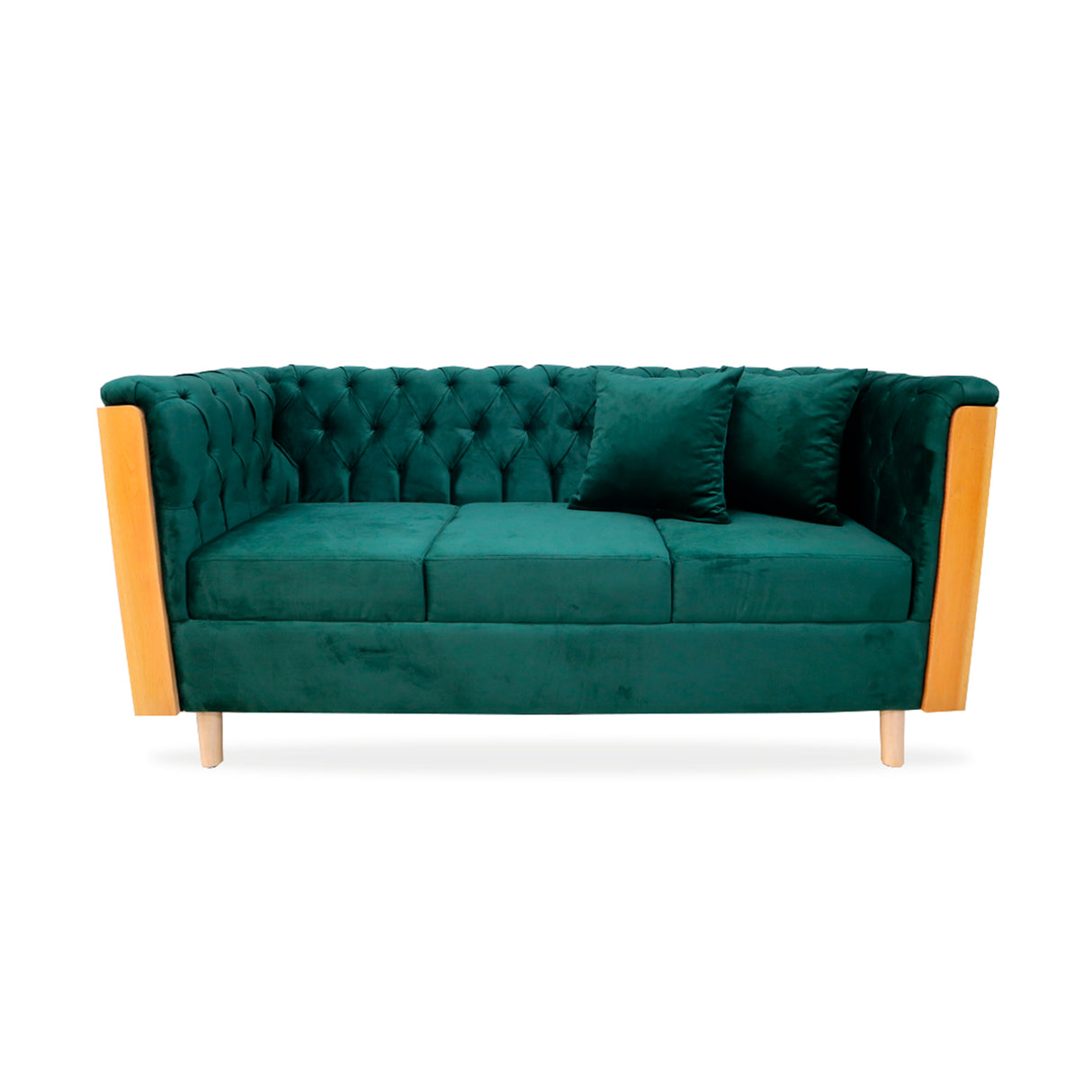 Sofá Steiner Verde 210x80cm Con Dos Cojines - Sofas y Poltronas | Bylmo