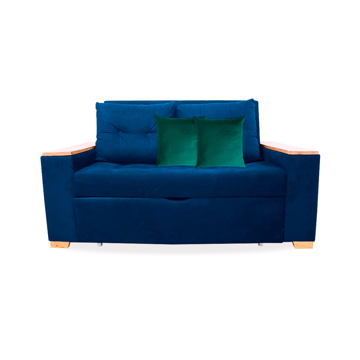 Sofá Cama Weber Azul Petróleo 180x90cm con Cuatro Cojines - Sofas y Poltronas | Bylmo