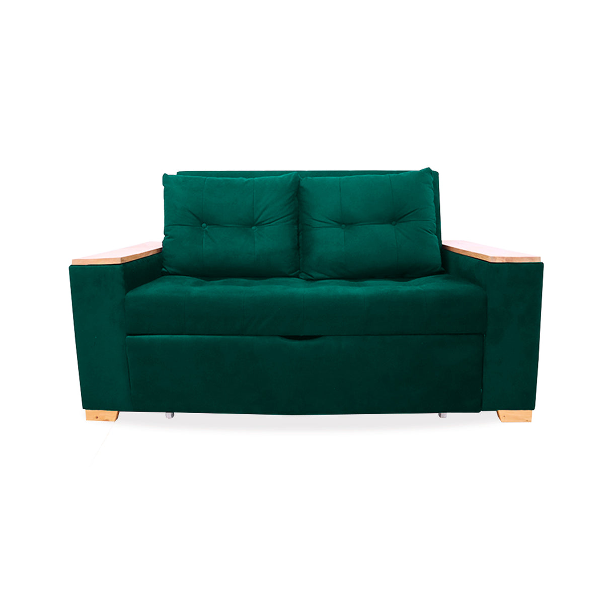 Sofá Cama Weber Verde 180x90cm con Cuatro Cojines - Sofas y Poltronas | Bylmo