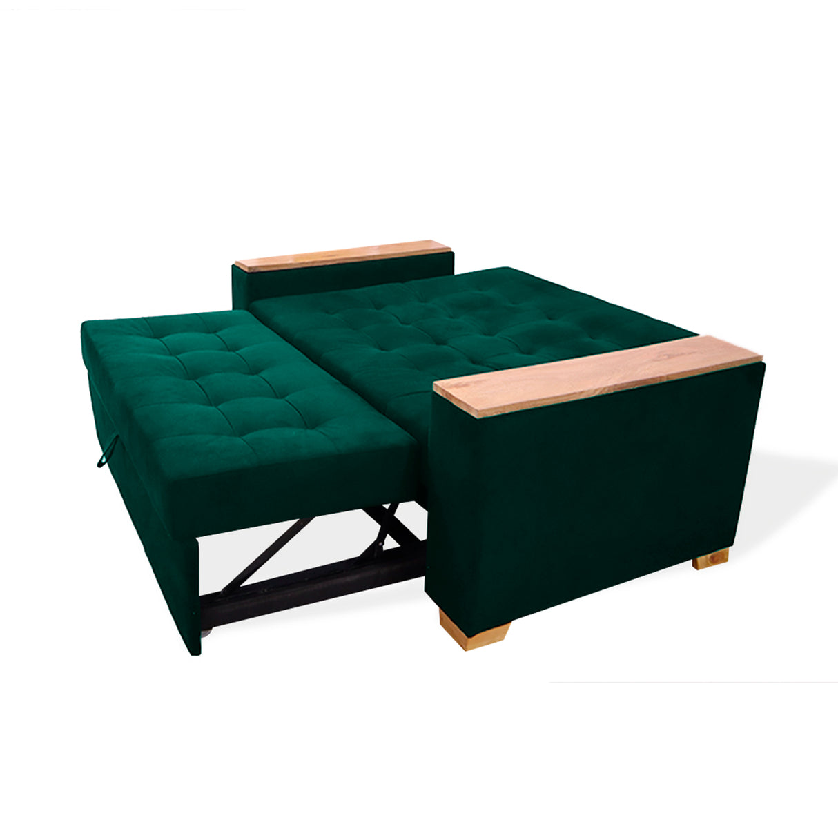 Sofá Cama Weber Verde 180x90cm con Cuatro Cojines - Sofas y Poltronas | Bylmo