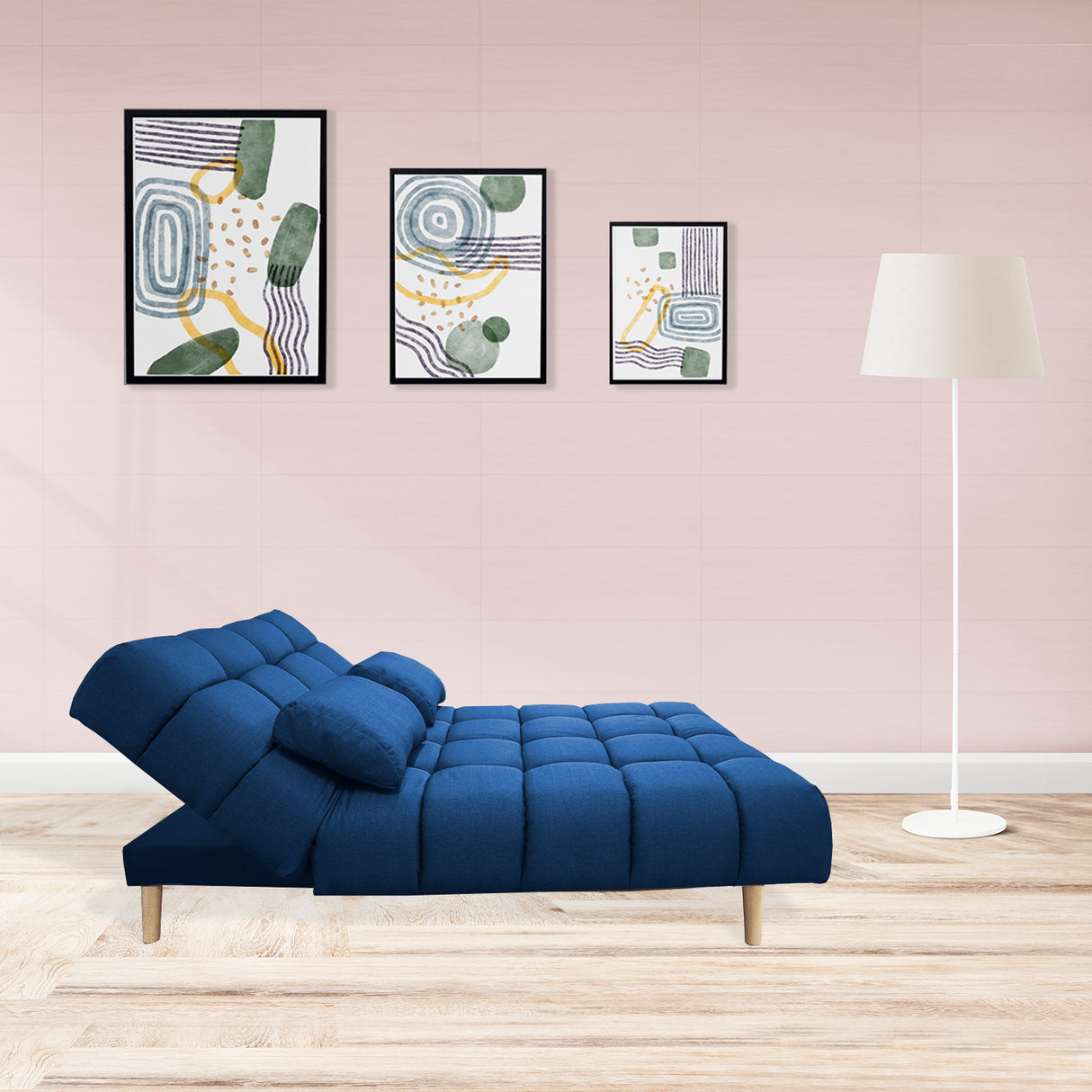 Sofá Cama Baumann Azul Petróleo 180x90cm con Cuatro Cojines - Sofas y Poltronas | Bylmo