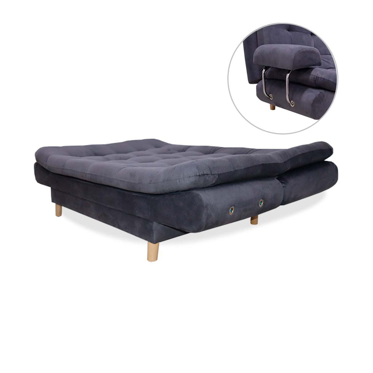 Sofá Cama Keller Gris 175x90cm con Dos Cojines - Sofas y Poltronas | Bylmo