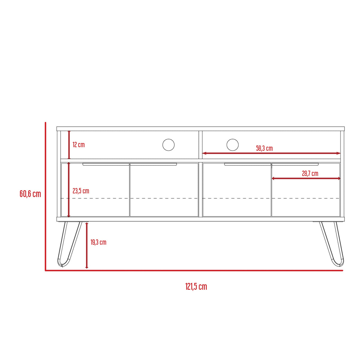 Mesa para TV Vegas Miel 121.5x60.6cm Para TV hasta 55 Pulgadas - Muebles de TV | Bylmo