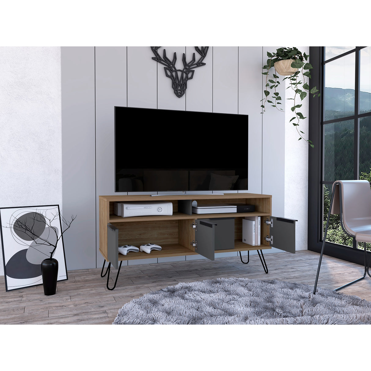 Mesa para TV Vegas Miel 121.5x60.6cm Para TV hasta 55 Pulgadas - Muebles de TV | Bylmo