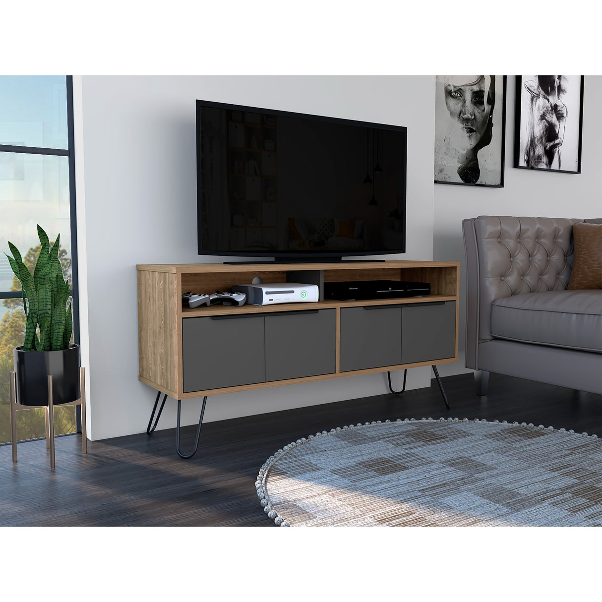 Mesa para TV Vegas Miel 121.5x60.6cm Para TV hasta 55 Pulgadas - Muebles de TV | Bylmo