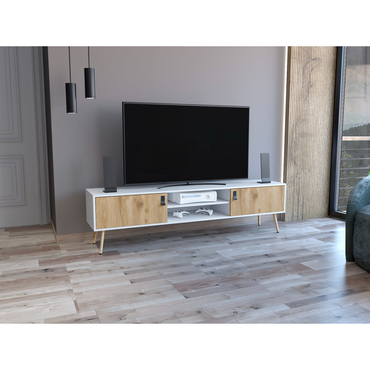 Rack de TV Huna Macadamia 180x48cm Para TV hasta 75 Pulgadas - MUEBLES DE TV | Bylmo