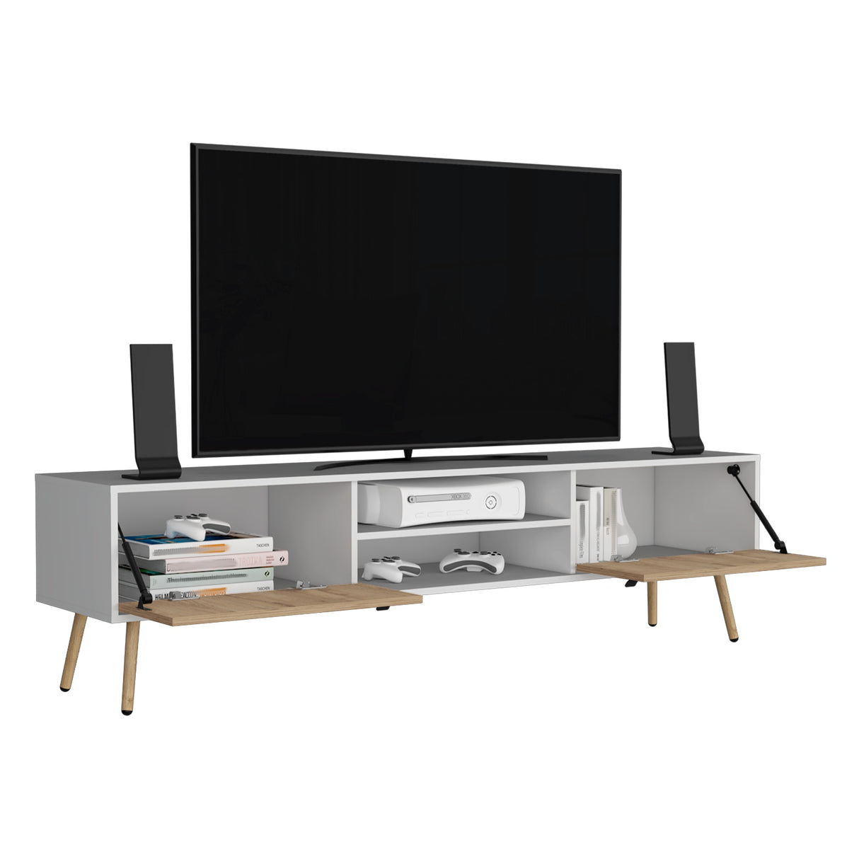 Rack de TV Huna Macadamia 180x48cm Para TV hasta 75 Pulgadas - MUEBLES DE TV | Bylmo
