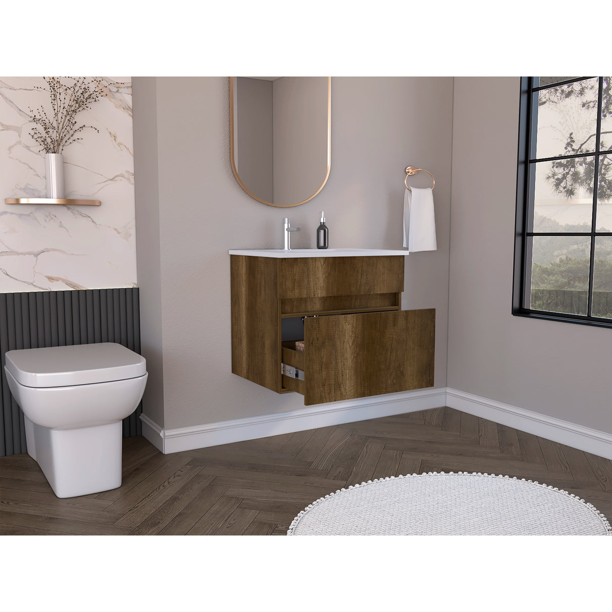 Mueble para Lavamanos Aydin Caramelo 59.1x52cm Sin Lavamanos - Muebles para Lavamanos | Bylmo