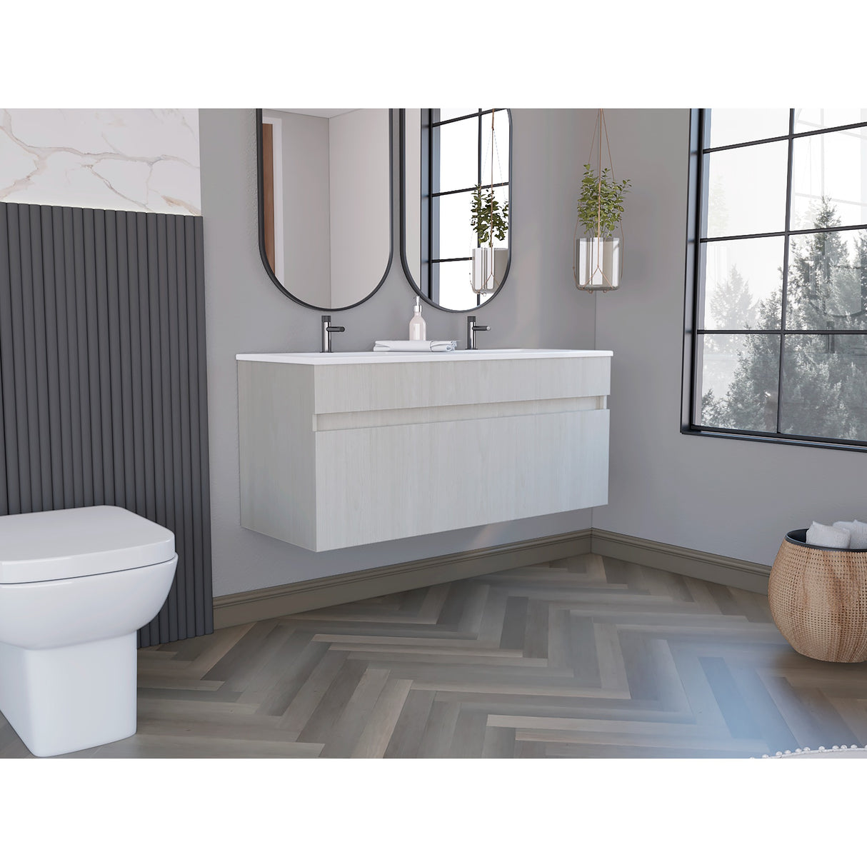 Mueble para Lavamanos Doble Aydin Niebla 120x52cm Sin Lavamanos para - MUEBLES PARA LAVAMANOS | Bylmo