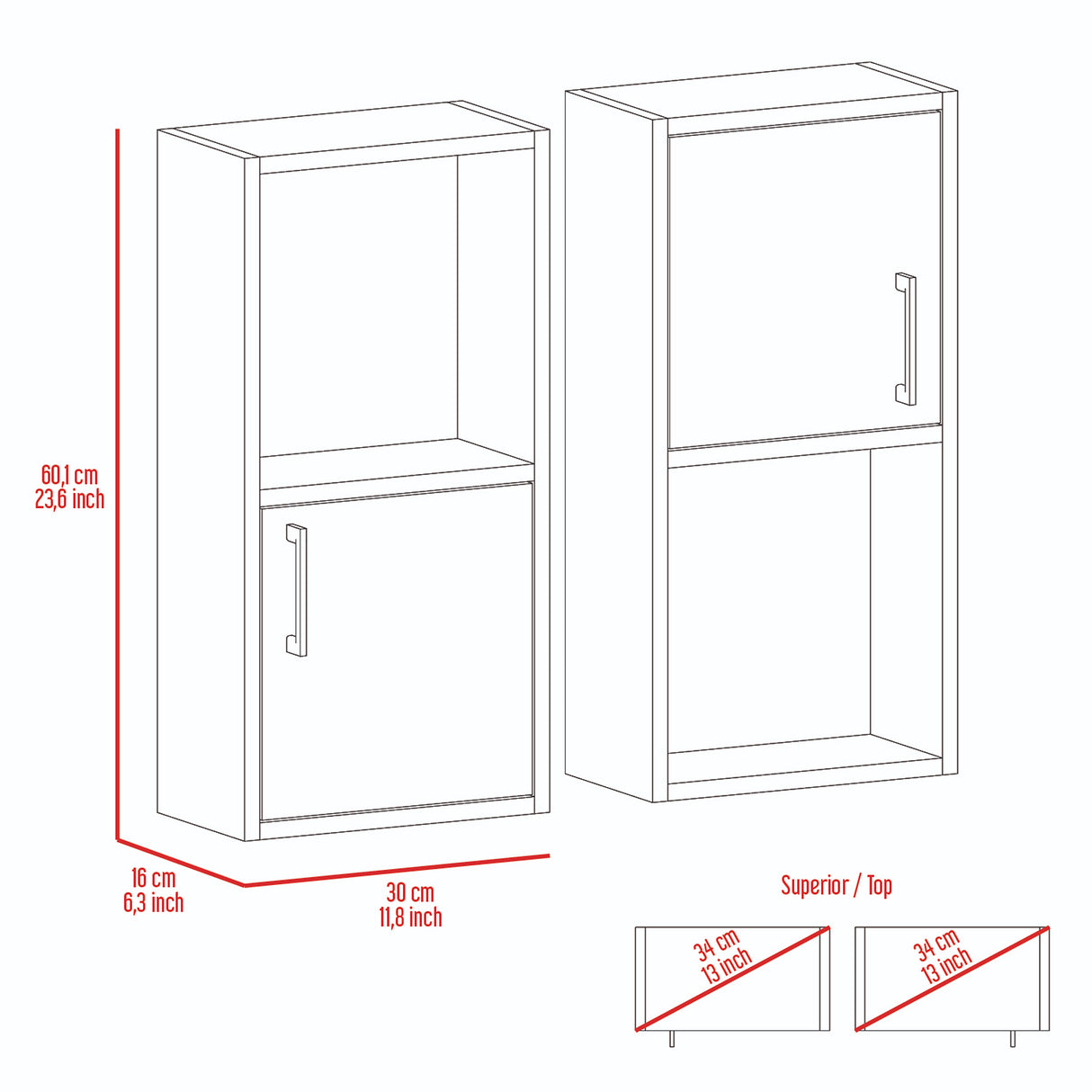 Estanteria para Baño Bath Bardolino 30x60.1cm sin Cajones y con Dos Entrepaños - OTROS MUEBLES PARA BANHO | Bylmo