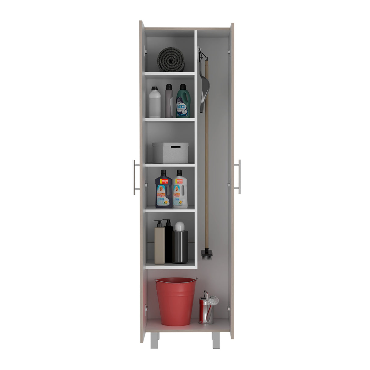 Organizador de Aseo Nala Ceniza 51.2x181.2cm con Colgadero de Escobas - Muebles de Aseo y Ropas | Bylmo