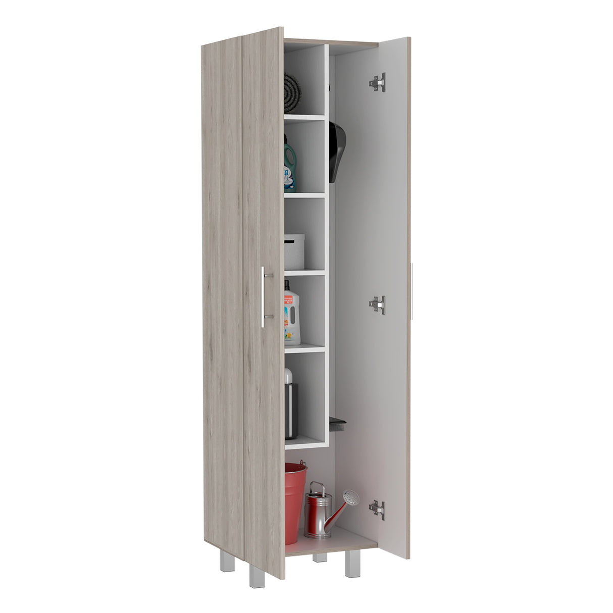 Organizador de Aseo Nala Ceniza 51.2x181.2cm con Colgadero de Escobas - Muebles de Aseo y Ropas | Bylmo