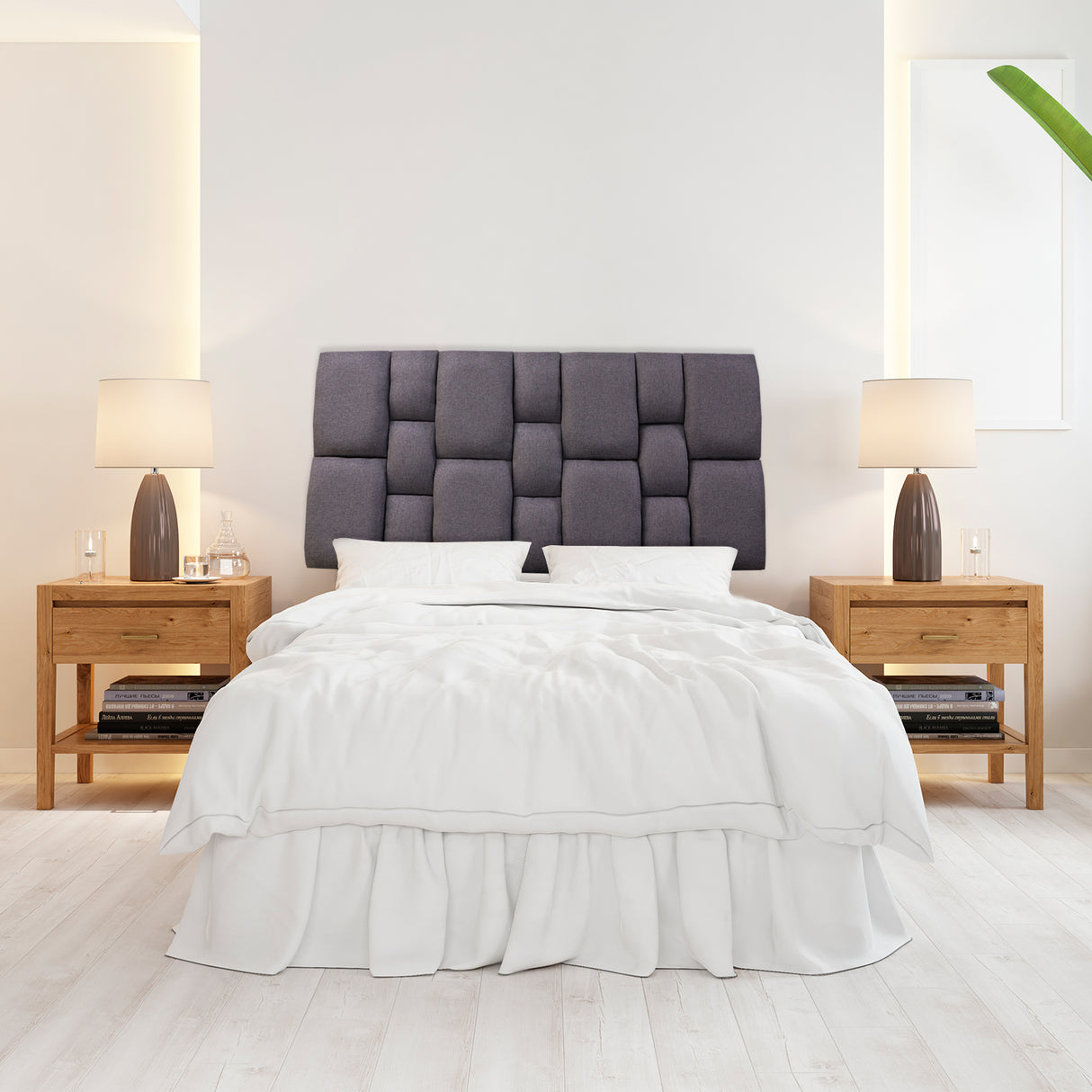 Cabecero Flotante Kramer Gris Oscuro 200x60cm Para Cama King - Cabeceros | Bylmo