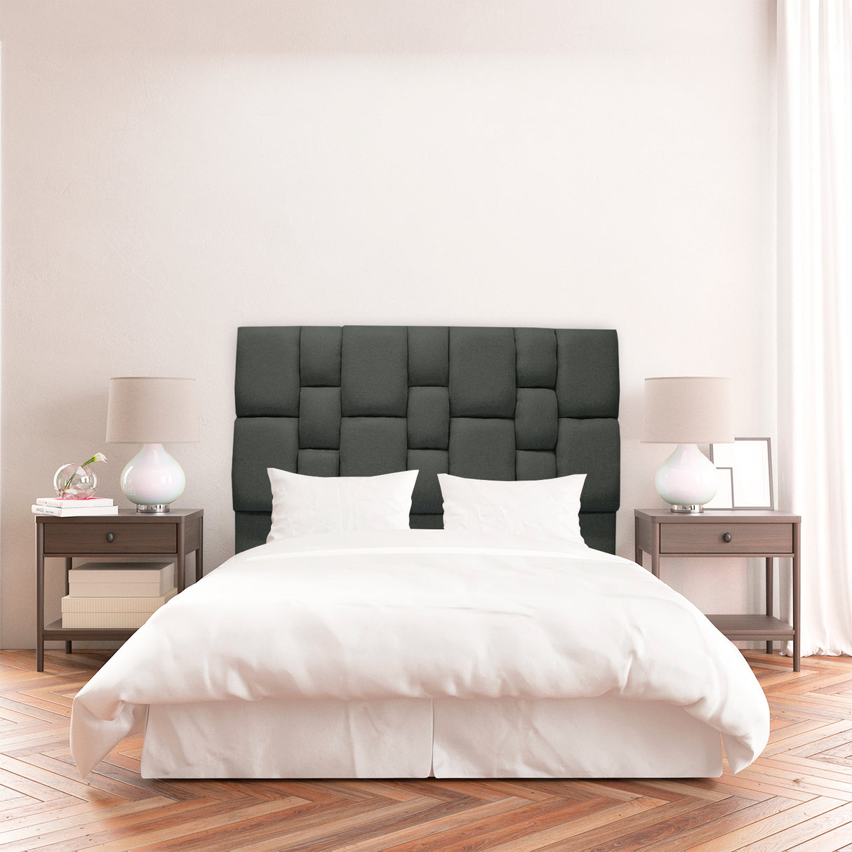 Cabecero de Piso Kramer Gris Oscuro 140x110cm Para Cama Doble - Cabeceros | Bylmo