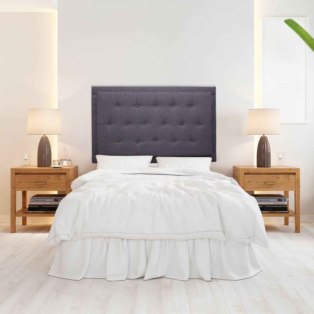 Cabecero Flotante Kaser Gris Oscuro 100x60cm Para Cama Sencilla - Cabeceros | Bylmo