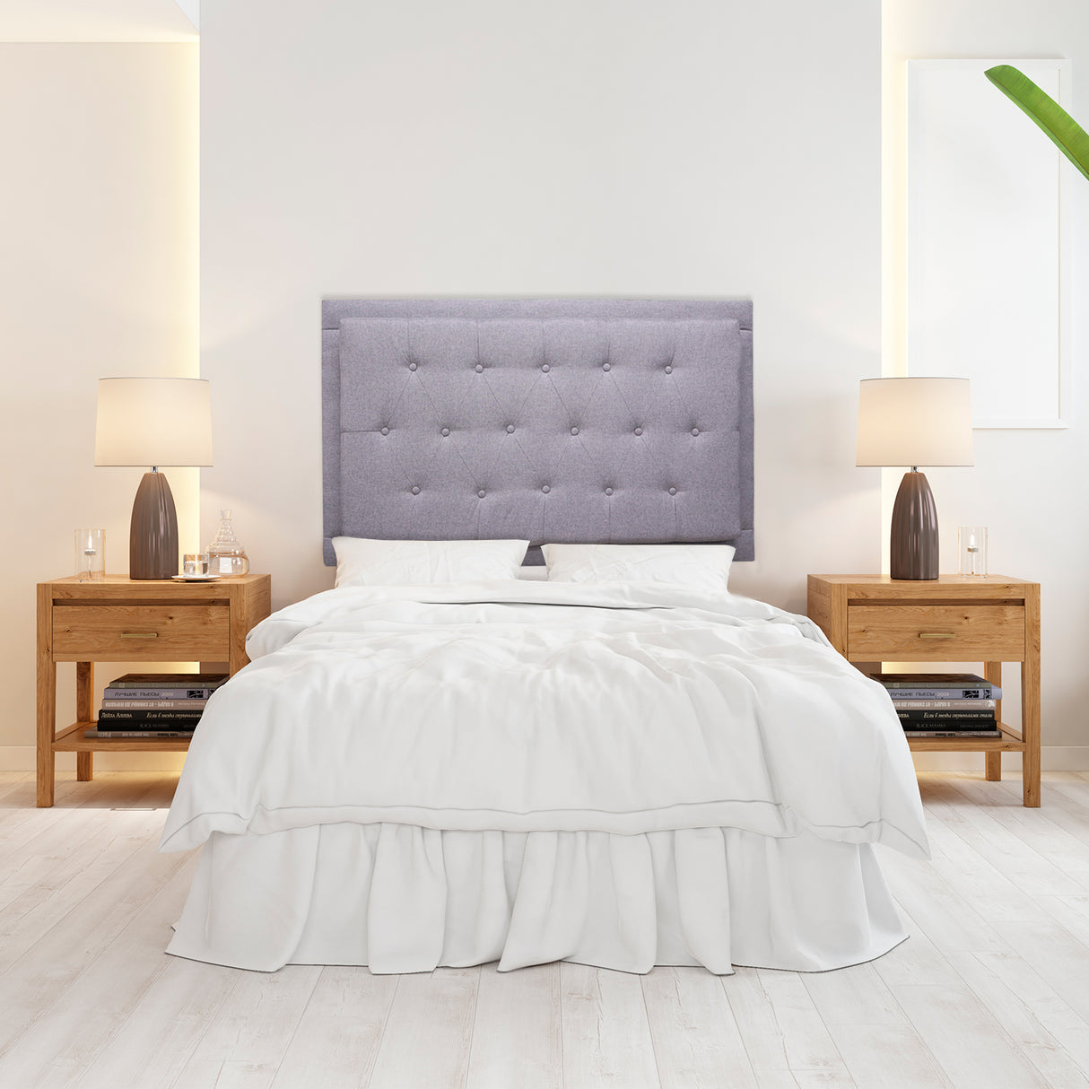Cabecero Flotante Kaser Gris Claro 200x60cm Para Cama King - Cabeceros | Bylmo