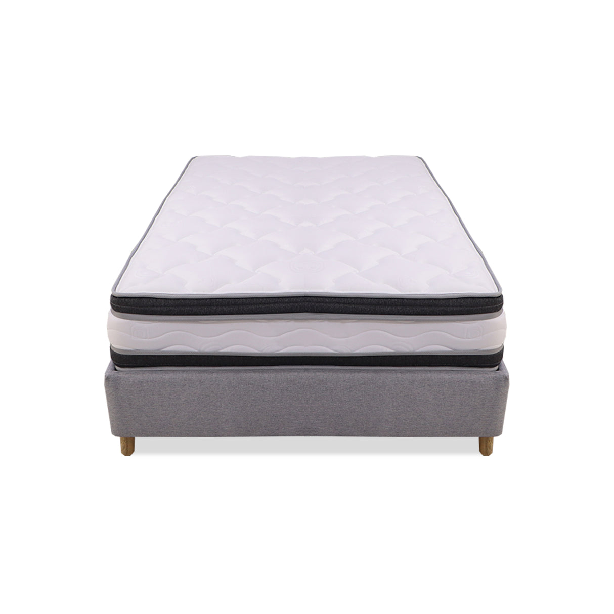Combo Base Cama y Colchón Blaser Gris Claro 140x190cm Doble - Camas | Bylmo