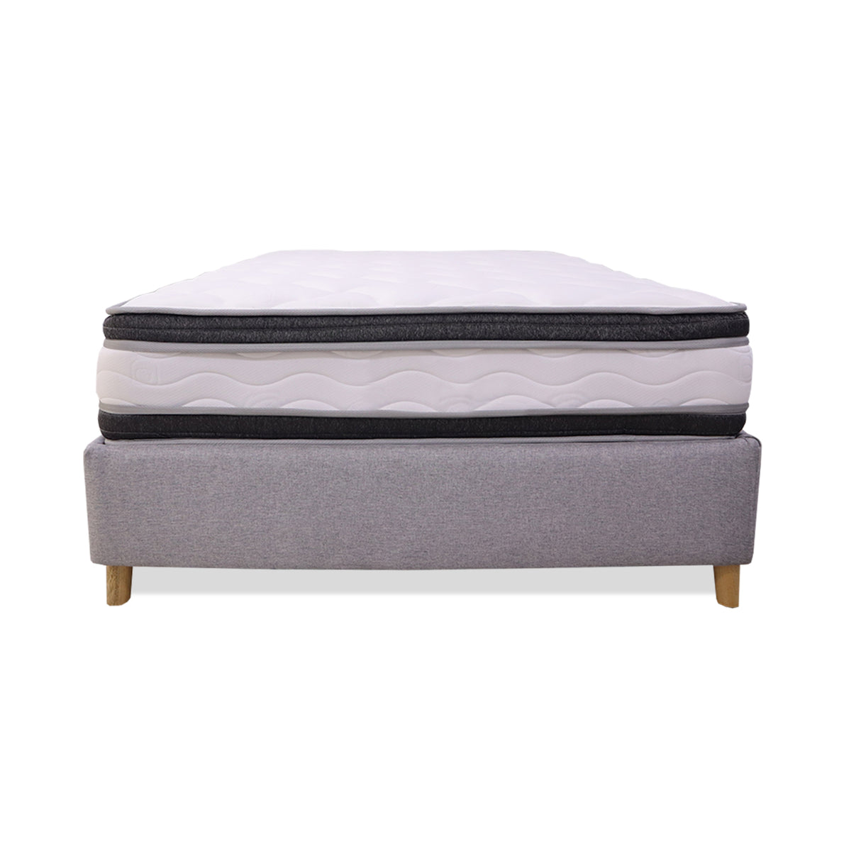 Combo Base Cama y Colchón Blaser Gris Claro 140x190cm Doble - Camas | Bylmo