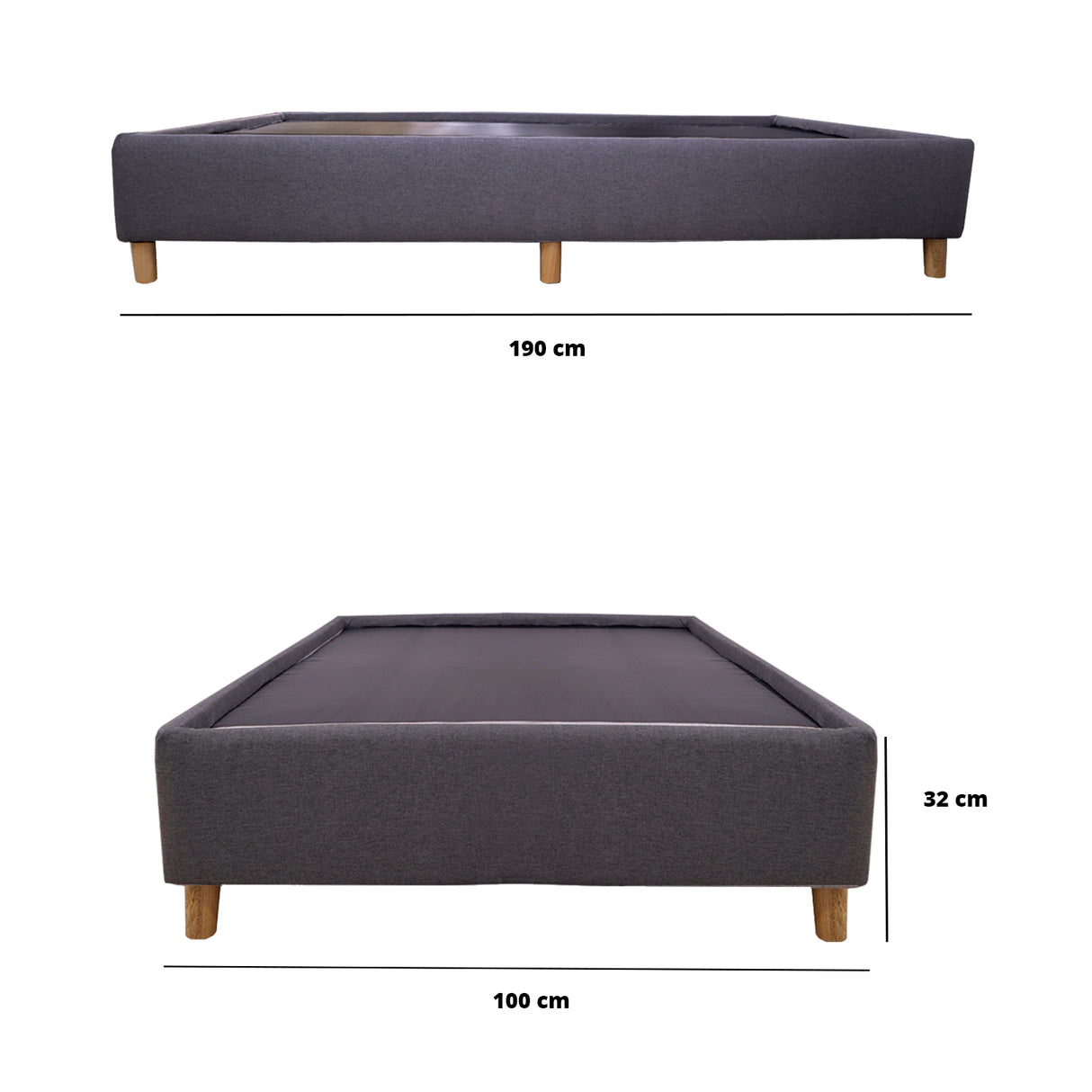 Base Cama Zehnder Gris Oscuro 100x190cm Sencillo - Camas | Bylmo