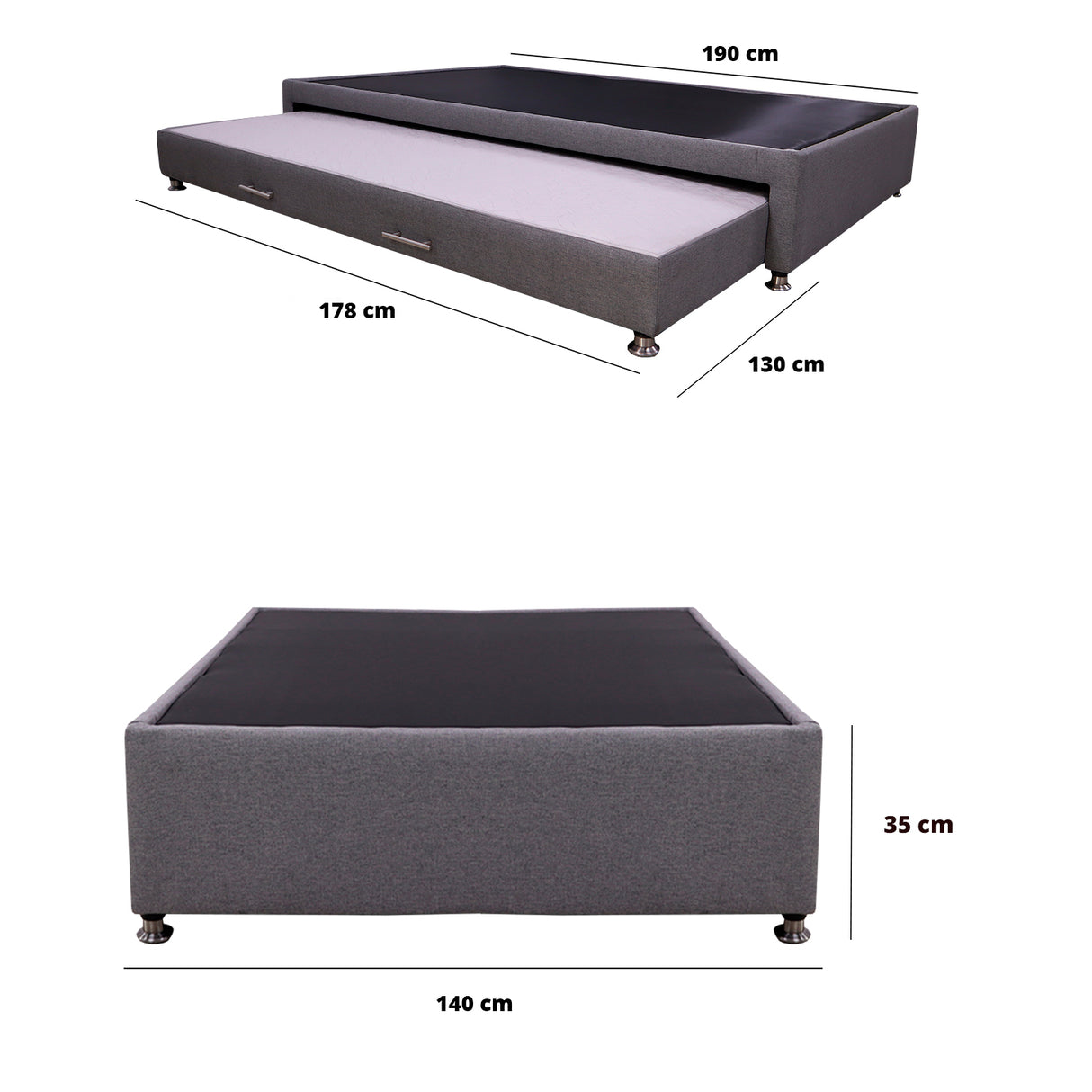 Cama Tarima Zehnder Gris Oscuro 140x190cm Doble - Camas | Bylmo