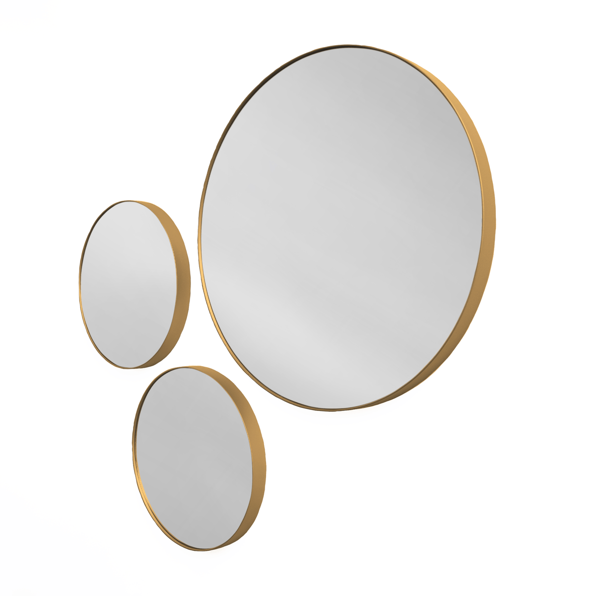 Set x 3 Espejos Visee Redondo Dorado 60x60cm con Marco Metálico - Espejos Decorativos | Bylmo