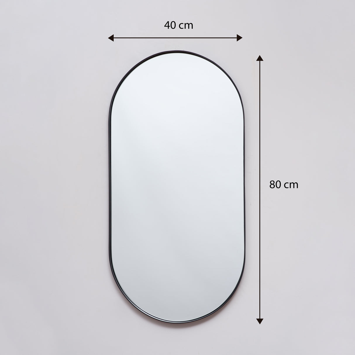 Espejo Lyon Ovalado Negro 40x80cm con Marco Metálico - Espejos Decorativos | Bylmo
